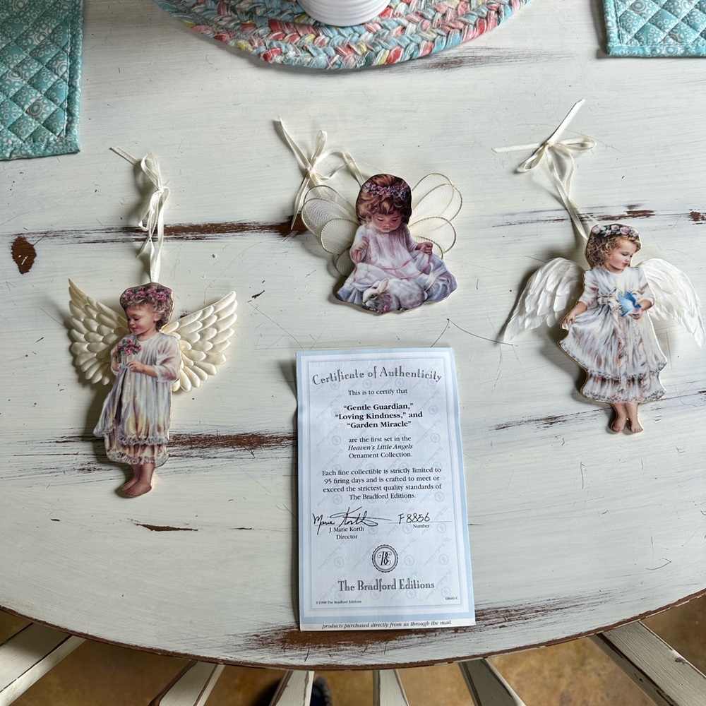 The Bradford Exchange Angel Ornament Trio - White and Pink
